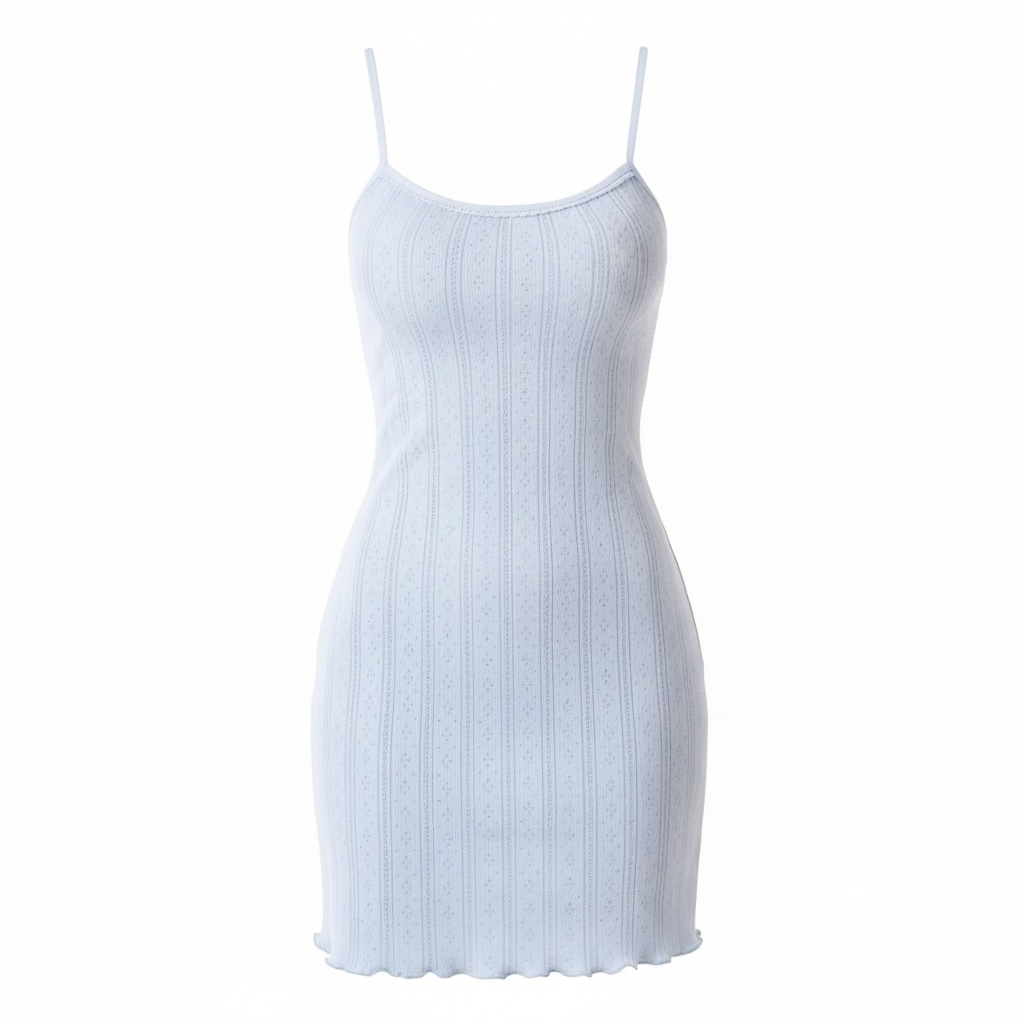 White ribbed camisole dress on a white background