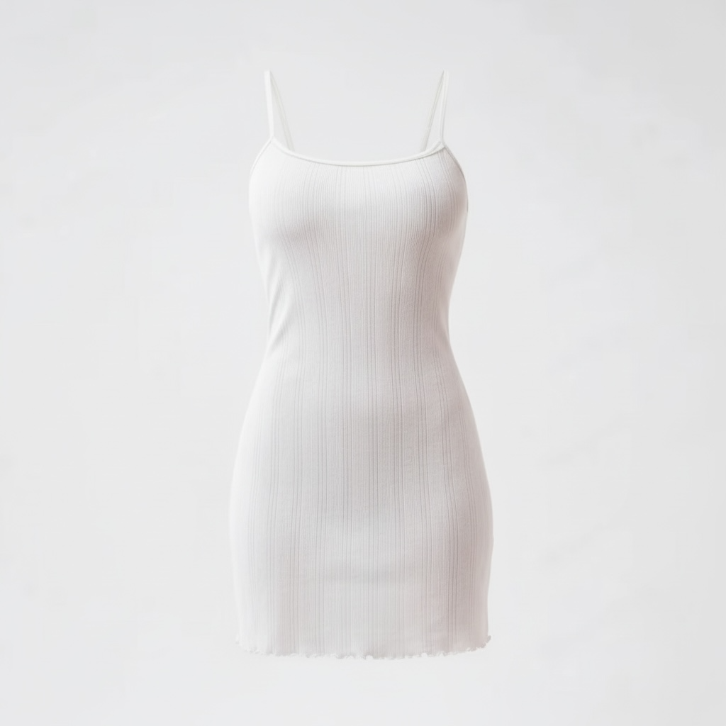 White ribbed tank top on a light gray background